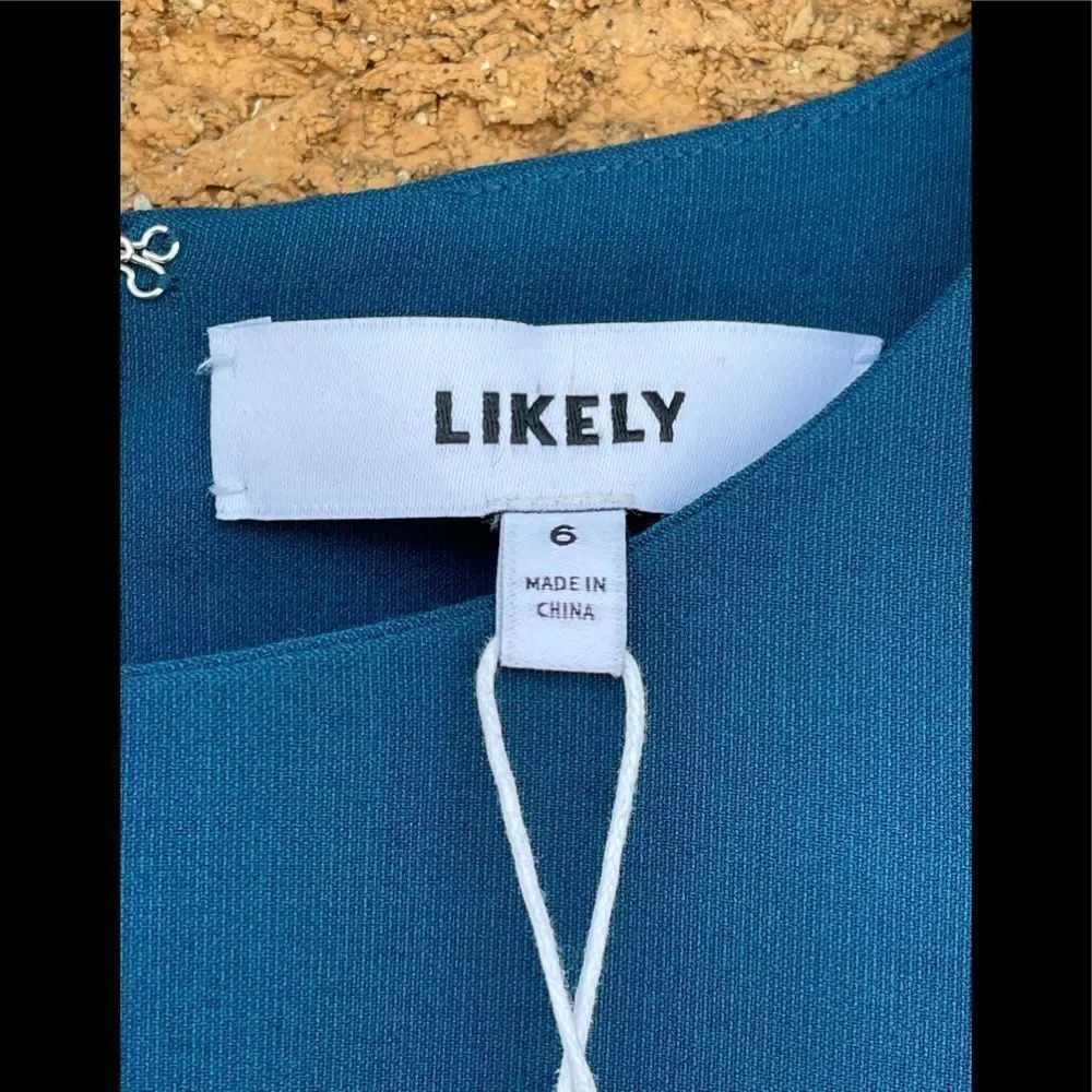 Likely Manhattan short sleeve cerulean teal dress - Picture 2 of 7